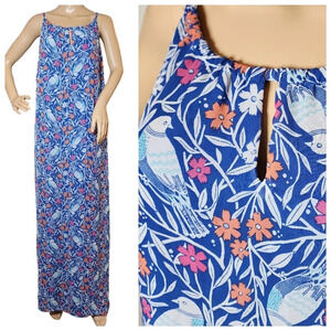 Old Navy Bird Sleeveless maxi dress. Blue Floral. Women's size XXL